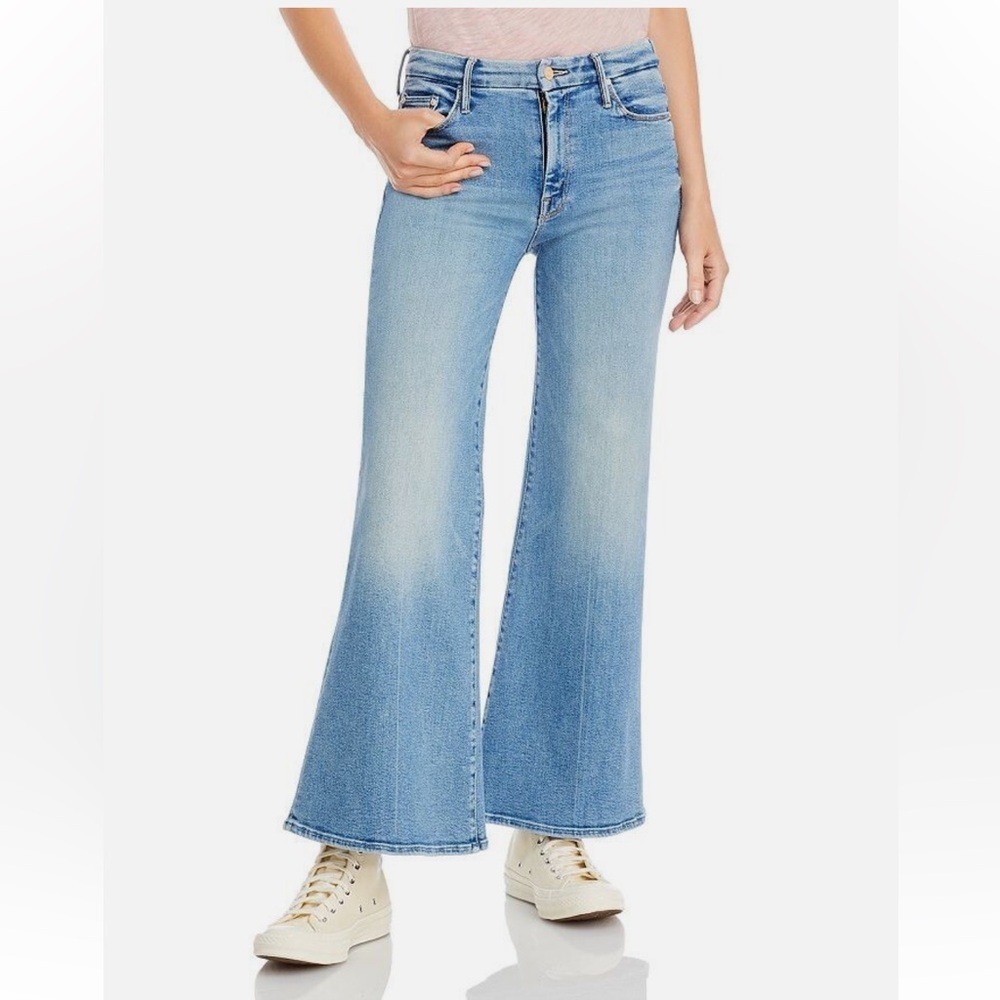 MOTHER The Roller Let's Trip Wash Classic Blue Denim Jeans High Waist‎ Flare 34
